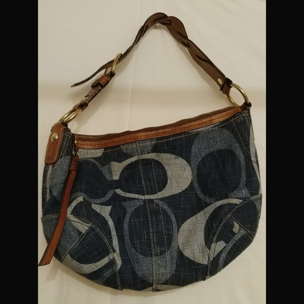 Denim coach poppy hippy purse with dust bag